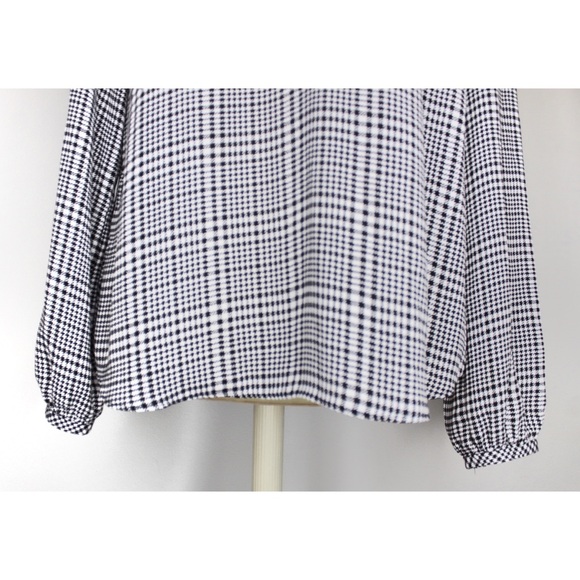 WHBM Gingham Balloon Sleeve Blouse Tops 8 Preowned - Picture 4 of 8